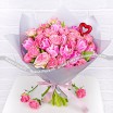 Нежность - букет с розовыми кустовыми розами и тюльпанами 3